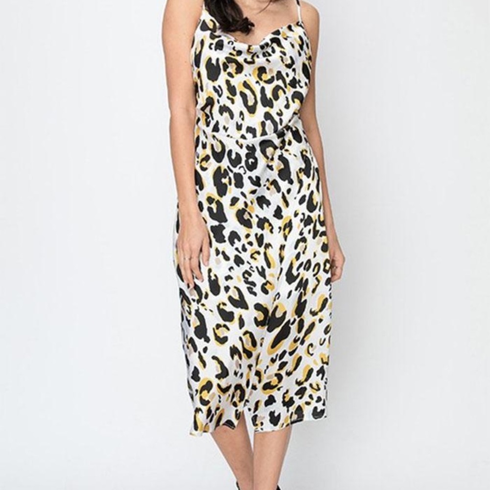Beautiful draped cowl neck midi Dress